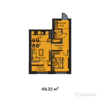 ЖК Aulet Residence — 2-ком 49,3 м² (от 24 906 600 тг)