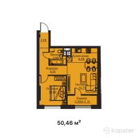 ЖК Aulet Residence — 2-ком 50,5 м² (от 25 482 300 тг)