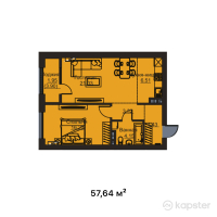 ЖК Aulet Residence — 2-ком 57,6 м² (от 29 108 200 тг)