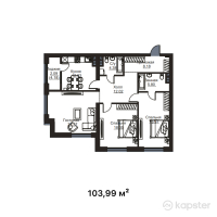ЖК Aulet Residence — 3-ком 104 м² (от 52 514 950 тг)
