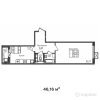 ЖК Bagystan — 1-ком 46,2 м² (от 17 540 800 тг)