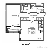 ЖК Bagystan — 1-ком 53,6 м² (от 20 371 800 тг)