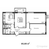 ЖК Bagystan — 3-ком 80,9 м² (от 29 116 800 тг)