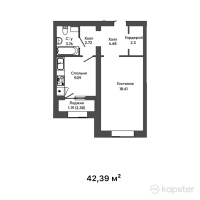 ЖК Green Hill — 1-ком 42,4 м² (от 12 462 700 тг)