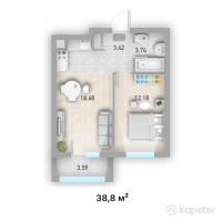 ЖК Talgar City — 2-ком 38,8 м² (от 13 192 000 тг)