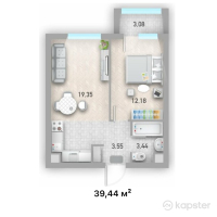 ЖК Talgar City — 2-ком 39,4 м² (от 13 409 600 тг)