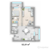 ЖК Talgar City — 2-ком 52 м² (от 17 683 400 тг)