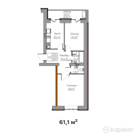 ЖК Abylai Khan — 2-ком 61,1 м² (от 20 163 000 тг)