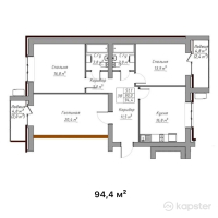 ЖК Abylai Khan — 3-ком 94,4 м² (от 31 152 000 тг)