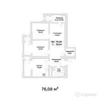 ЖК Комфорт Сити — 3-ком 76,1 м² (от 63 146 400 тг)