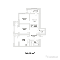 ЖК Комфорт Сити — 3-ком 76.1 м² (от 62,385,600 тг)