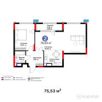 ЖК Atlant Unique — 2-ком 75,5 м² (от 54 759 250 тг)