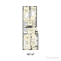 ЖК Europe City — 3-ком 107 м² (от 106 465 000 тг)