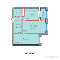 ЖК Imran — 2-ком 60,7 м² (от 21 241 500 тг)