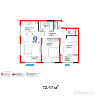 ЖК Urban Hills — 3-ком 72,5 м² (от 37 249 580 тг)