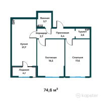 ЖК Abay 130 — 2-ком 74,6 м² (null)