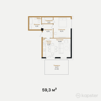 ЖК Hayat Regency — 2-ком 59.3 м² (от 54,556,000 тг)