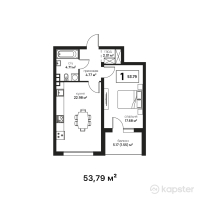 ЖК Monterosa — 1-ком 53,8 м² (от 56 479 500 тг)