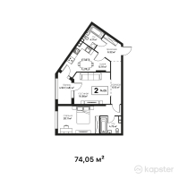 ЖК Monterosa — 2-ком 74,1 м² (от 77 752 500 тг)