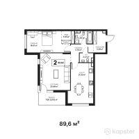 ЖК Monterosa — 2-ком 89,6 м² (от 94 080 000 тг)