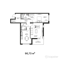 ЖК Monterosa — 2-ком 90,7 м² (от 95 266 500 тг)