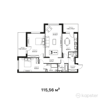 ЖК Monterosa — 3-ком 115,6 м² (от 121 338 000 тг)