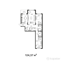 ЖК Monterosa — 3-ком 124,4 м² (от 130 588 500 тг)