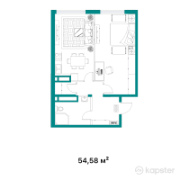 ЖК Kokjiek City — 2-ком 54.6 м² (от 18,011,400 тг)