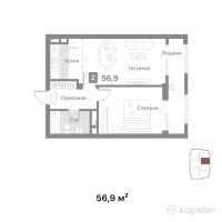ЖК Exclusive Duet — 2-ком 56,9 м² (от 62 590 000 тг)