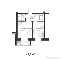 ЖК Burabay Tower — 1-ком 44,3 м² (от 11 518 000 тг)