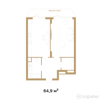 ЖК Sky Park — 1-ком 64,9 м² (от 75 933 000 тг)