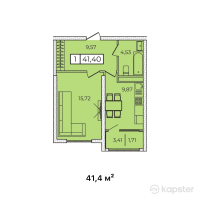 ЖК Qazyna — 1-ком 41,4 м² (от 17 802 000 тг)