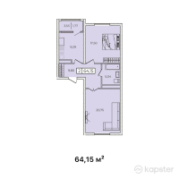ЖК Qazyna — 2-ком 64,2 м² (от 27 584 500 тг)