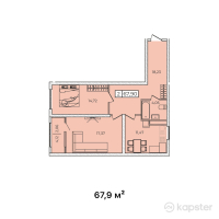 ЖК Qazyna — 2-ком 67.9 м² (от 27,839,000 тг)