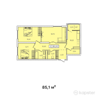 ЖК Qazyna — 3-ком 85,1 м² (от 36 593 000 тг)