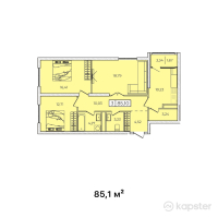 ЖК Qazyna — 3-ком 85.1 м² (от 30,636,000 тг)