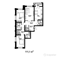 ЖК Etasa Residence — 3-ком 111,1 м² (от 82 214 000 тг)