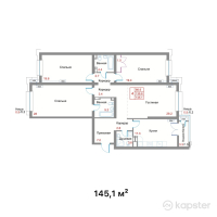ЖК Etasa Residence — 4-ком 145,1 м² (от 107 374 000 тг)