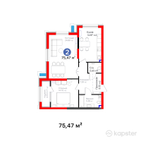Клубный дом 44 — 2-ком 75,5 м² (от 120 752 000 тг)