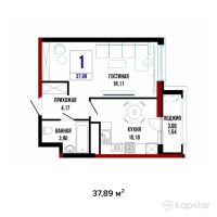 ЖК Балкадиша — 1-ком 37,9 м² (null)