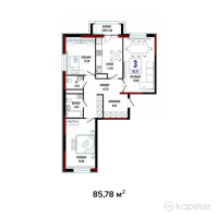 ЖК Балкадиша — 3-ком 85,8 м² (null)