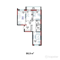 ЖК Балкадиша — 3-ком 86,9 м² (null)