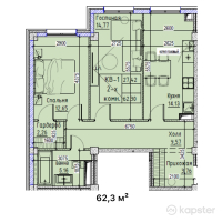 ЖК Turan — 2-ком 62,3 м² (от 28 035 000 тг)