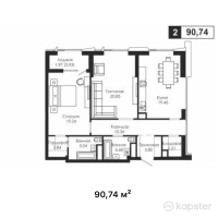 ЖК WTowers — 2-ком 90,7 м² (от 78 943 800 тг)