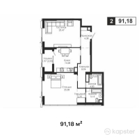 ЖК WTowers — 2-ком 91,2 м² (от 79 326 600 тг)