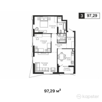 ЖК WTowers — 3-ком 97,3 м² (от 84 642 300 тг)