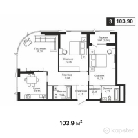 ЖК WTowers — 3-ком 103,9 м² (от 90 393 000 тг)