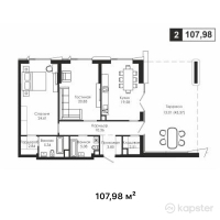 ЖК WTowers — 2-ком 108 м² (от 93 942 600 тг)