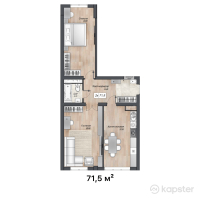 ЖК Aurus — 2-ком 71.5 м² (от 48,620,000 тг)