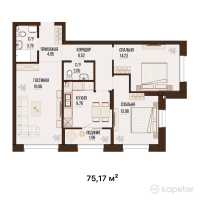 ЖК ARNA — 3-ком 75,2 м² (от 29 316 300 тг)